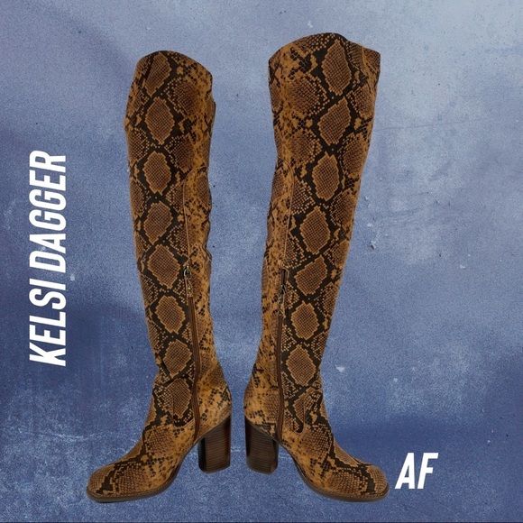 KELSI DAGGER BROOKLYN LOGAN OVER KNEE BOOTS PYTHON NEW SIZE 9 - Picture 4 of 6